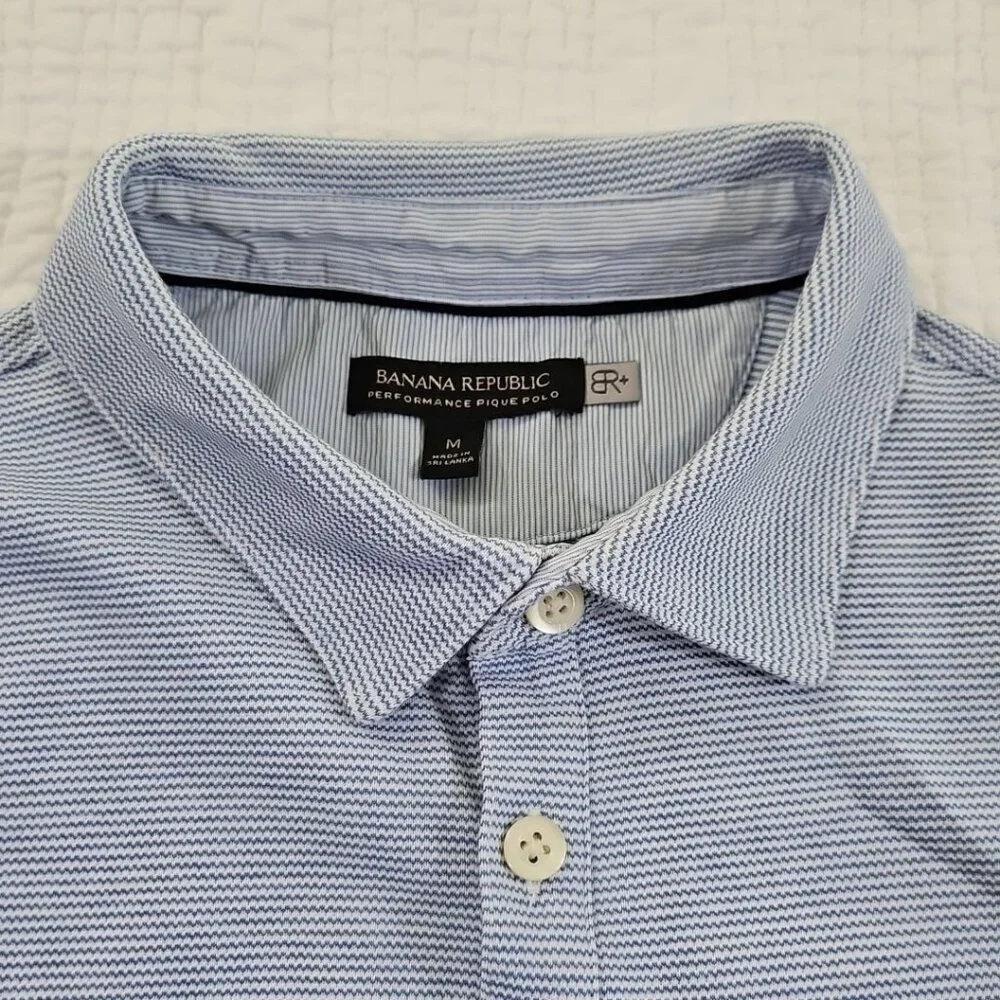 Banana Republic Shirt Men's Medium Performance Pique Polo Blue Pocket 785166 EUC